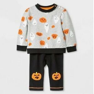 CAT & JACK 2PC PUMPKIN & GHOST SET - BLACK SIZE NEWBORN (NEW WITH TAGS)
